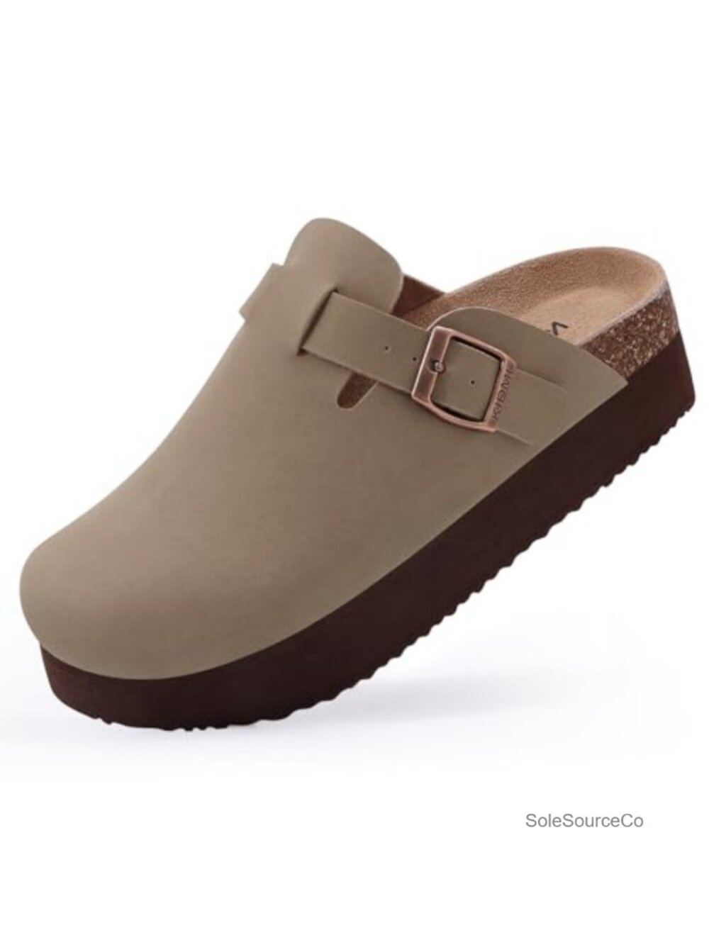 KIDMI Women's Platform Clogs Leather Mules Cork Footbed Potato Shoes